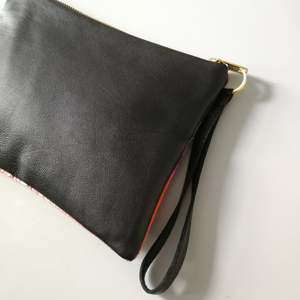 Dusk Silk and Leather Wristlet