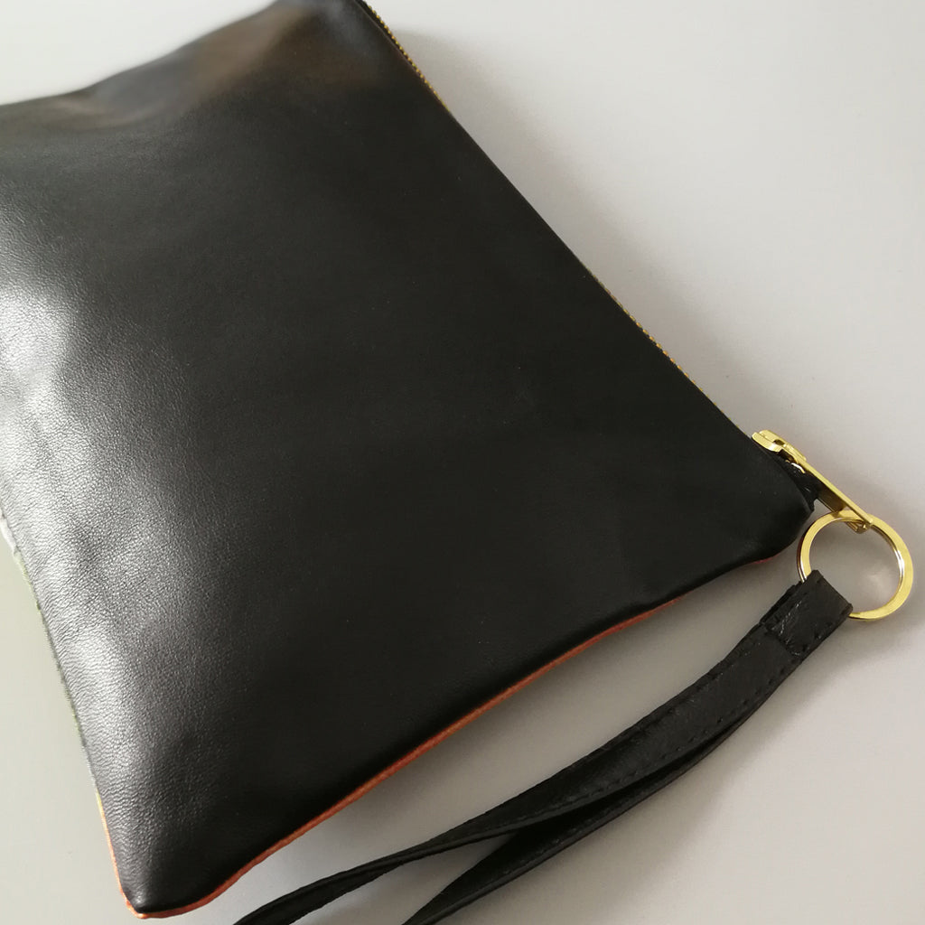 Strata Silk and Leather Wristlet
