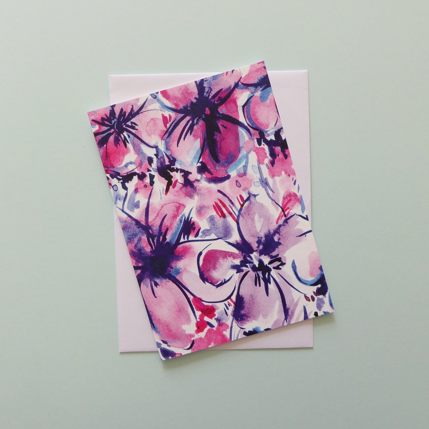 Pink and purple floral card