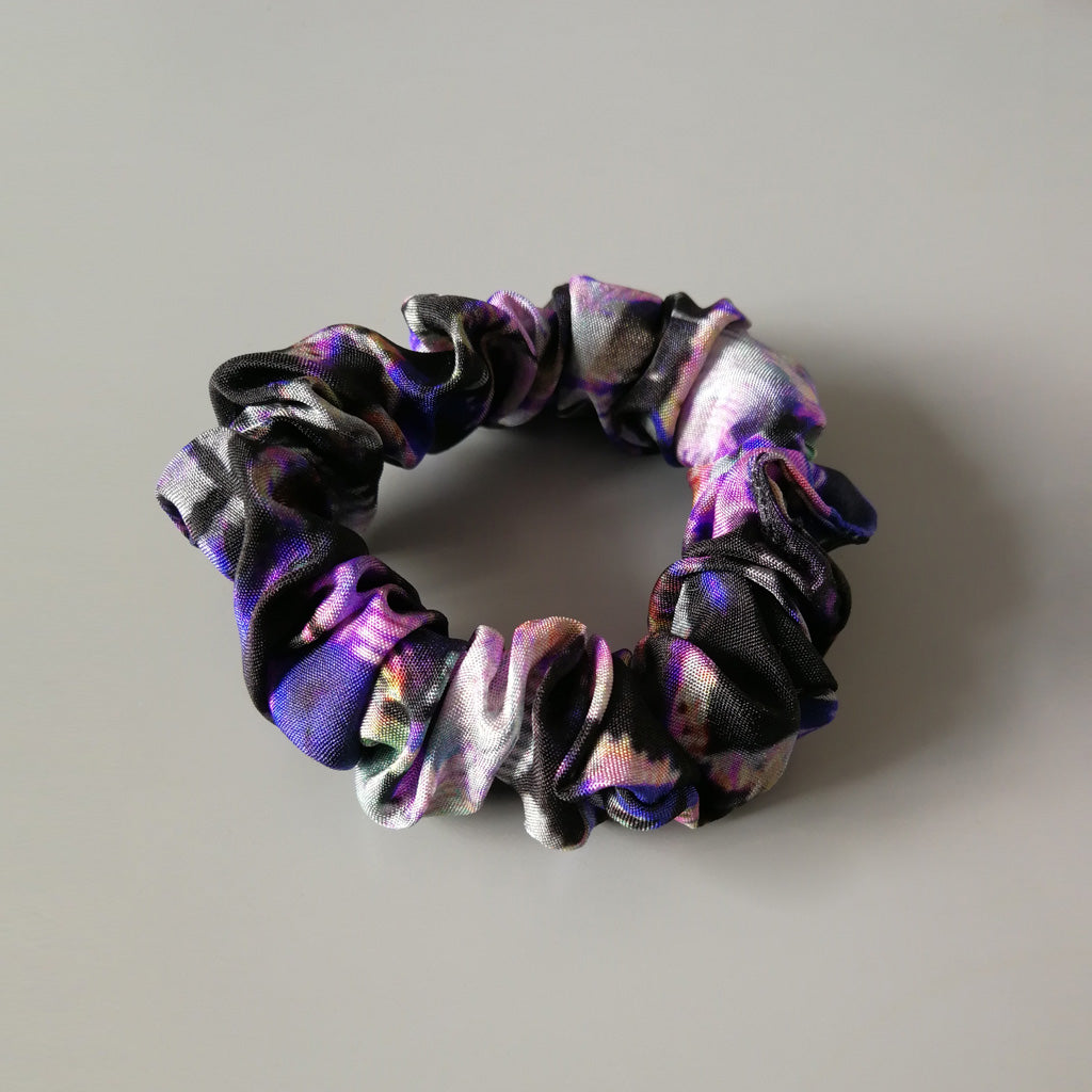 Black and Purple Silk Scrunchie