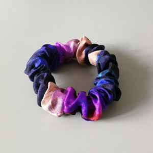 Blue and Purple Silk Scrunchie