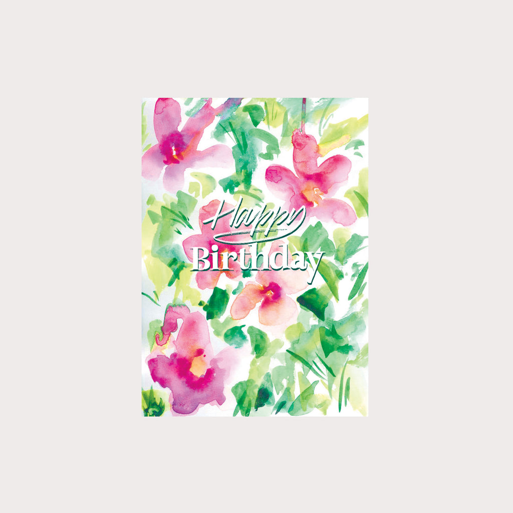 Pink Floral Birthday Card