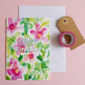 Pink Floral Birthday Card - Samantha Warren