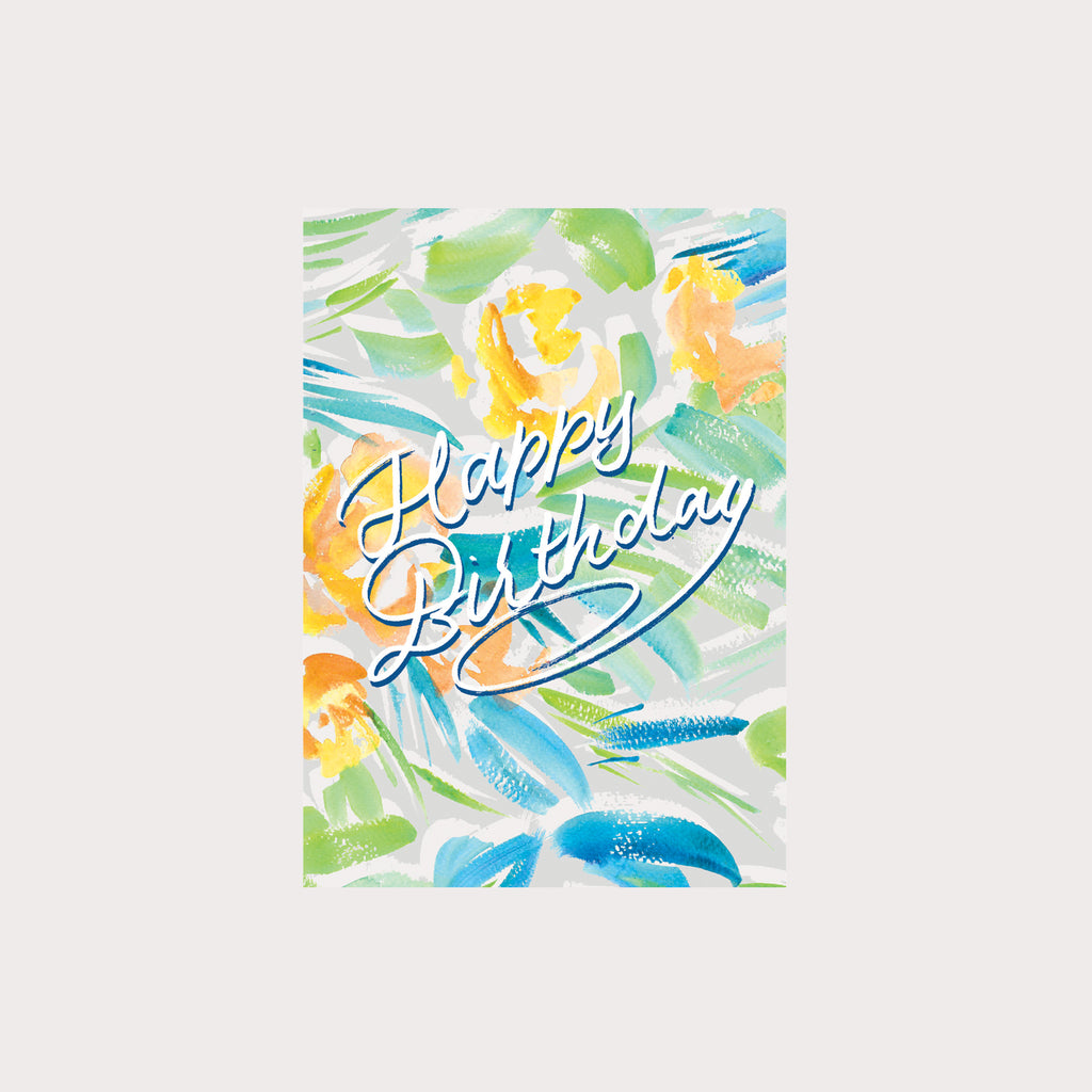 Yellow Floral Happy Birthday Card