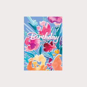 Blue Floral Birthday Card