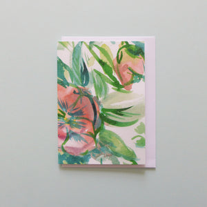 Green and pink floral greeting card Samantha Warren