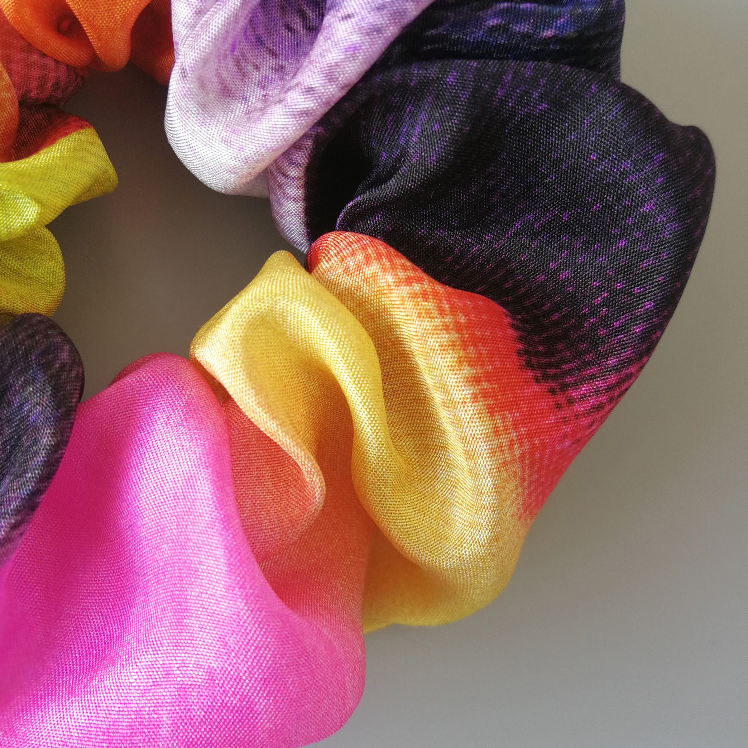 Rainbow Silk Scrunchie