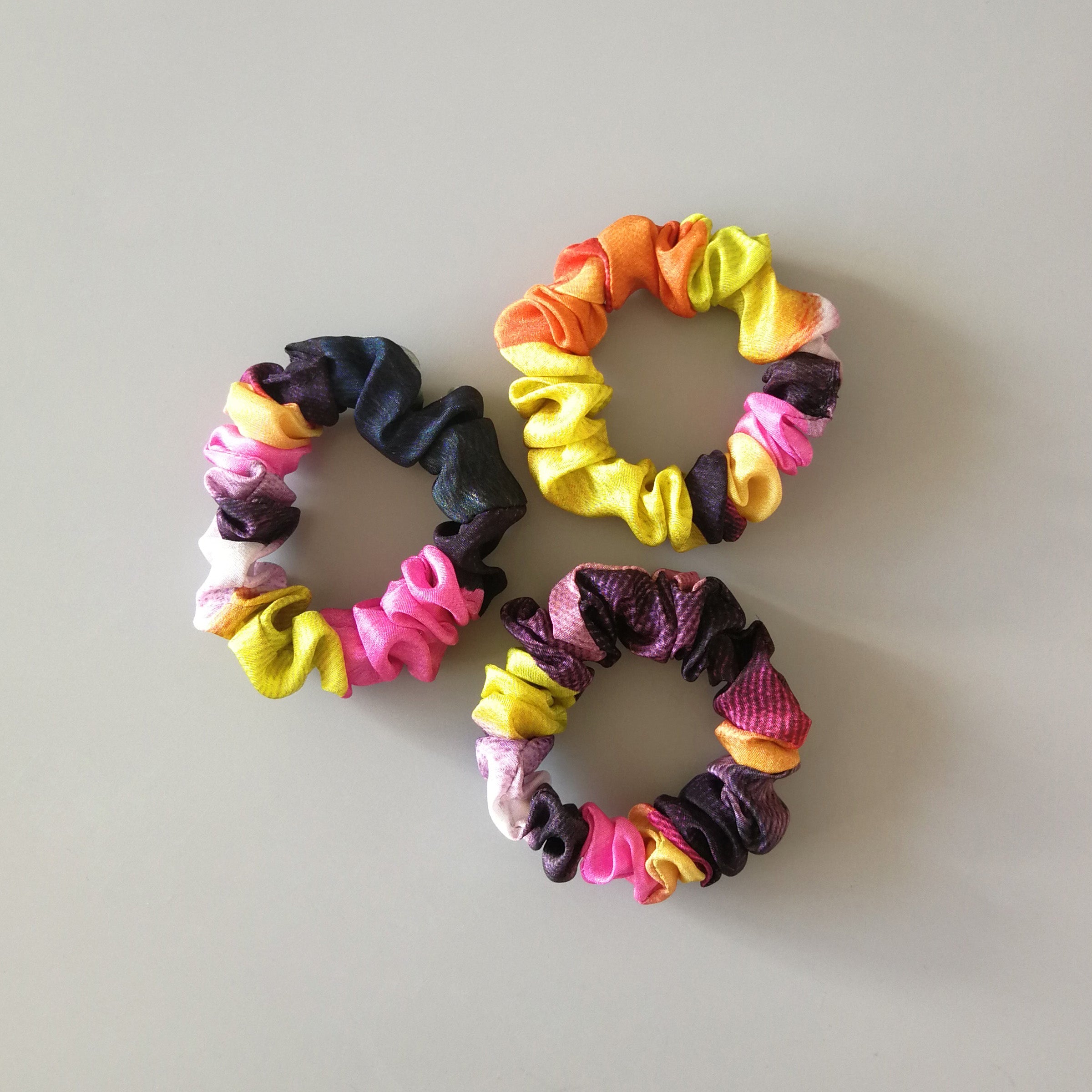 Set of 3 Silk Scrunchies - Rainbow