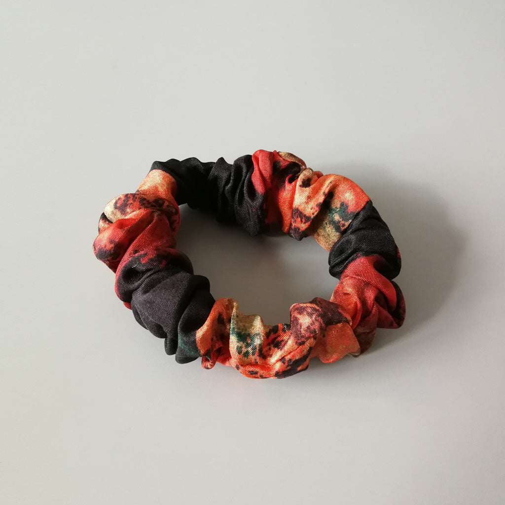 Red and Black Silk Scrunchie